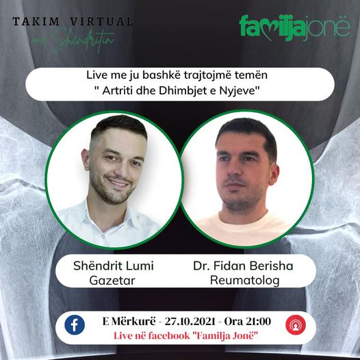 Të mërkurën në “Takim virtual me Shëndritin” reumatologu dr. Fidan Berisha