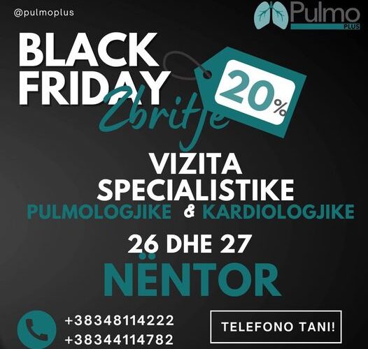 Vizitat pulmologjike dhe kardiologjike me 20 % zbritje për “Black Friday” në Pulmo Plus