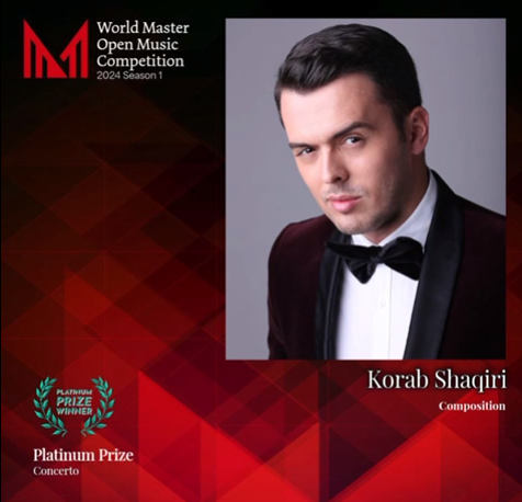 Storje suksesi për muzikën tonë artistike – Korab Shaqiri laureohet me çmimin “PLATINIUM PRIZE”