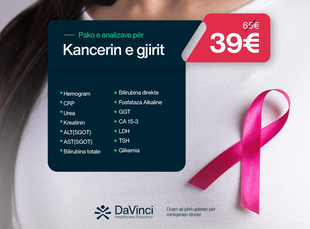 Zbritje në pakon e analizave për Kancerin e Gjirit nga Poliklinika DaVinci