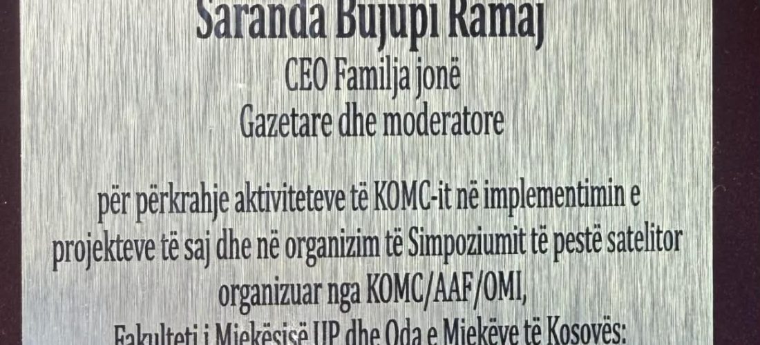 Saranda Bujupi Rama nderohet nga KOMC për kontributin në Simpoziumin e pestë satelitor