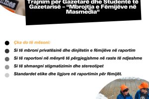 Terre des hommes – Kosovo hap thirrjen për trajnimin e gazetarëve: “Mbrojtja e fëmijëve në masmedia”
